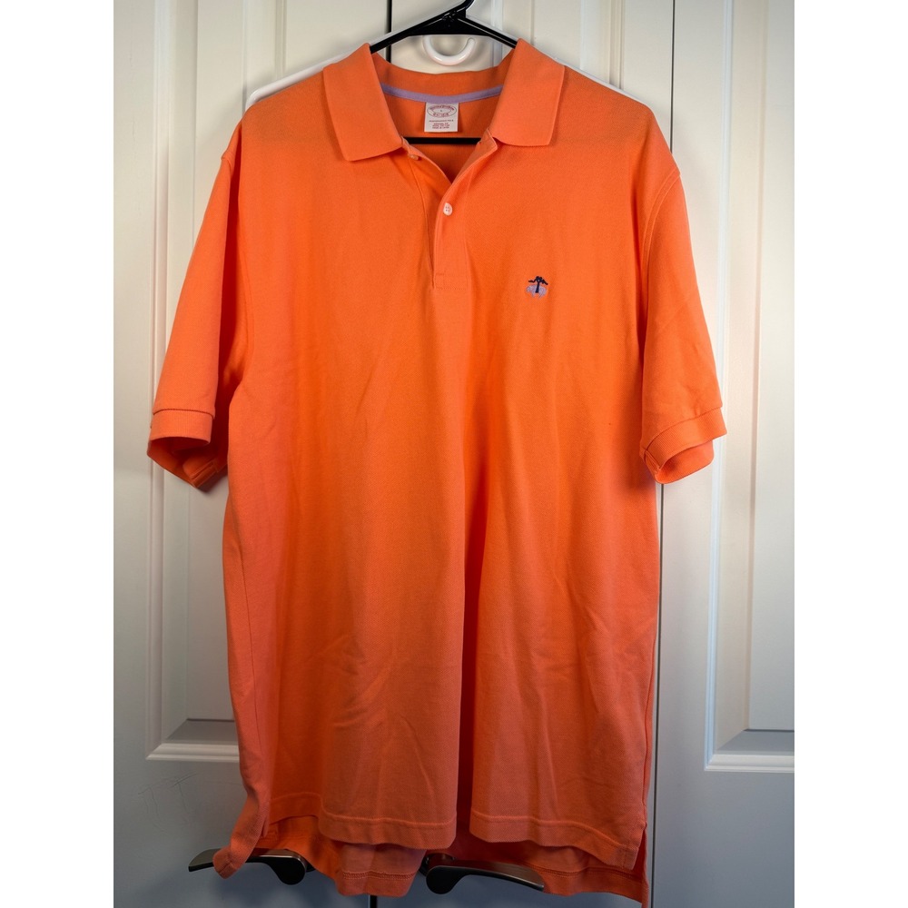 Brooks Brothers Mens Performance Polo Shirt Original Fit Orange Cotton Large - Picture 1 of 3